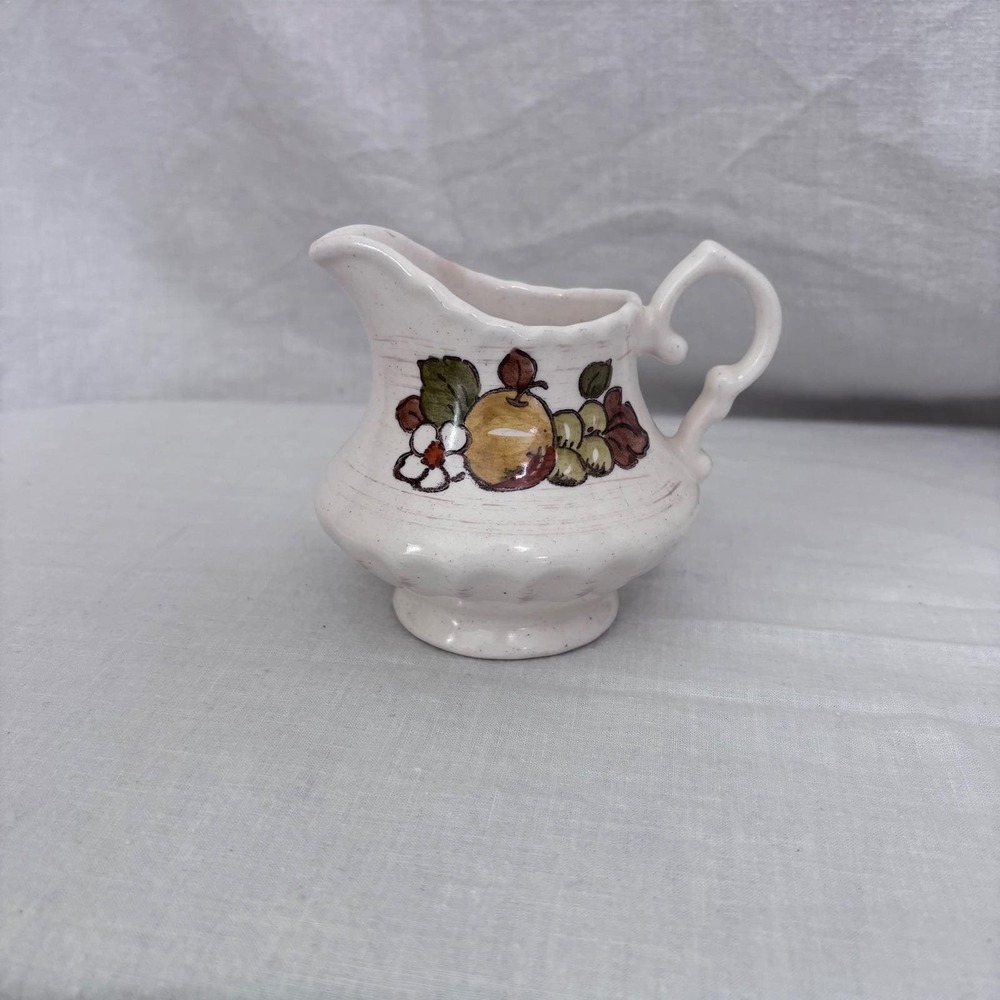 Metlox Poppytrail Vernon Ware Creamer 1961 California Pottery Fruit Decor‎ 5"